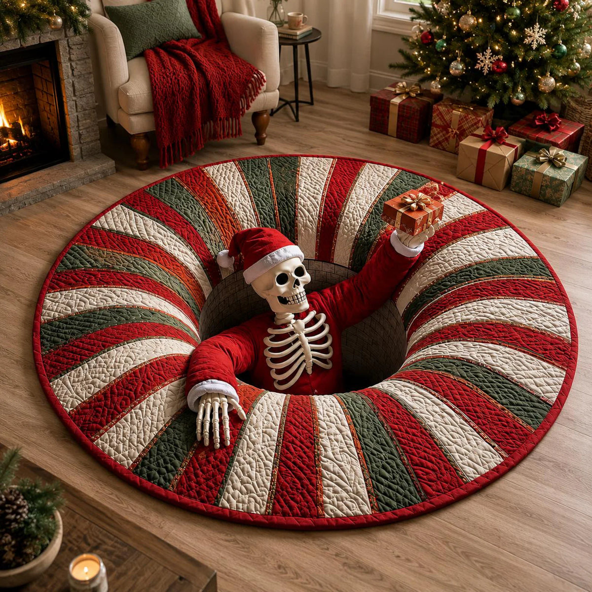 3D Santa Christmas Illusion Rug — Holiday Floor Decor