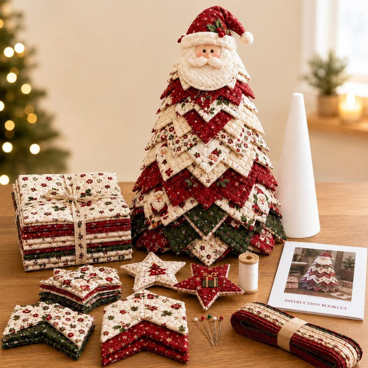 DIY 3D Quilted Christmas Tree Kit - Jolly Santa Face style