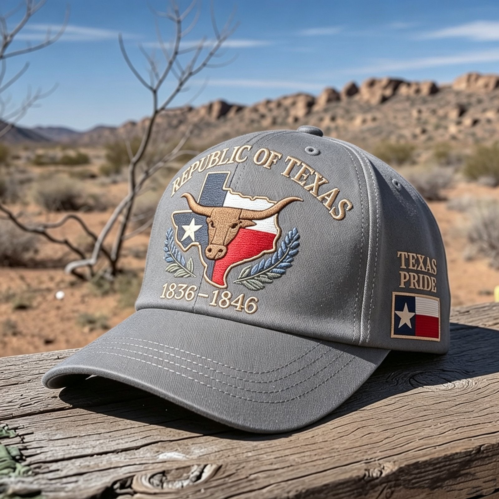Republic of Texas Longhorn Hat - Gray