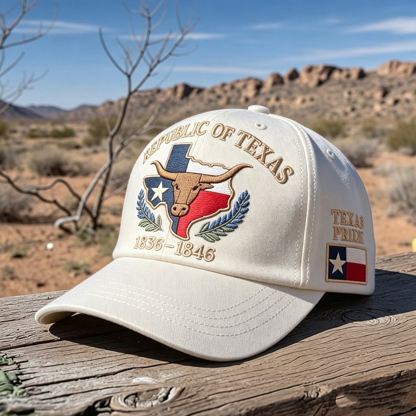 Republic of Texas Longhorn Hat - White