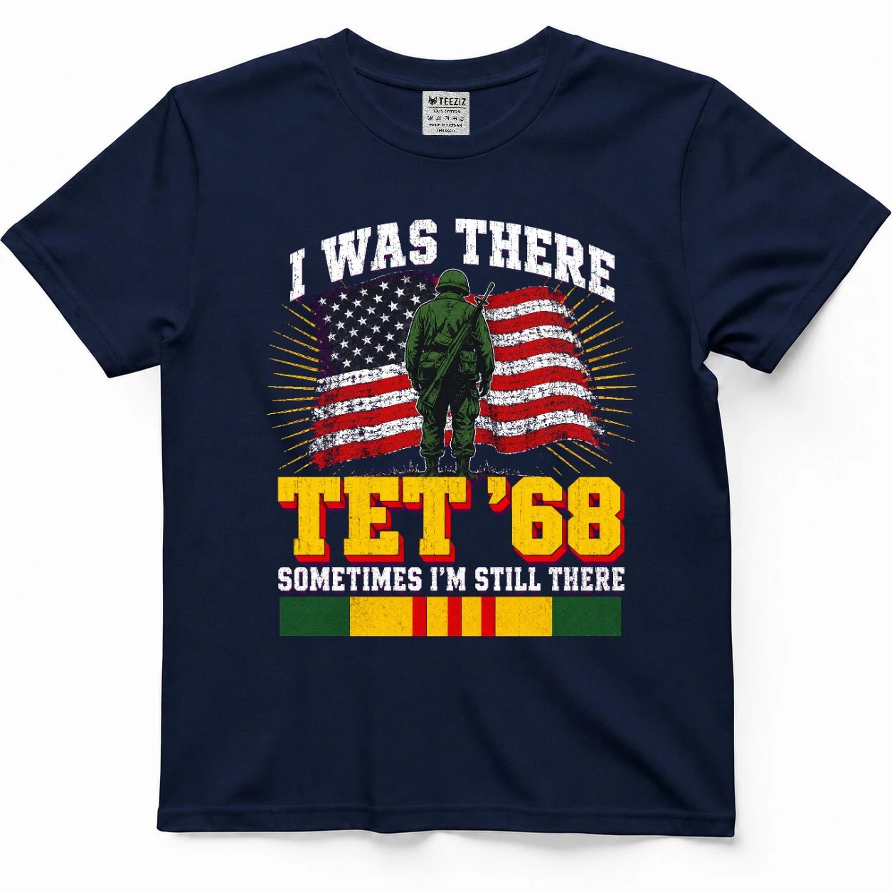 Vietnam Tet '68 veteran T-shirt in Saigon Navy