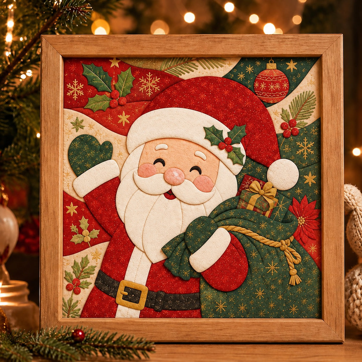 No-sew fabric art DIY kit with Santa Portrait design