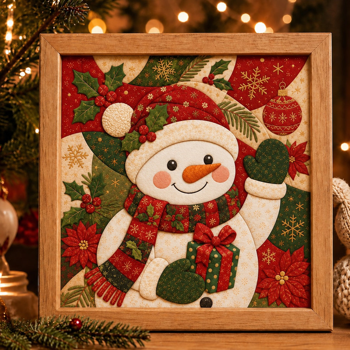 No-sew fabric art DIY kit with Snowman Portrait design