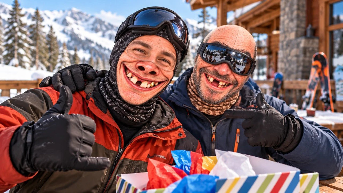 Funny face ski mask given as a slope gift