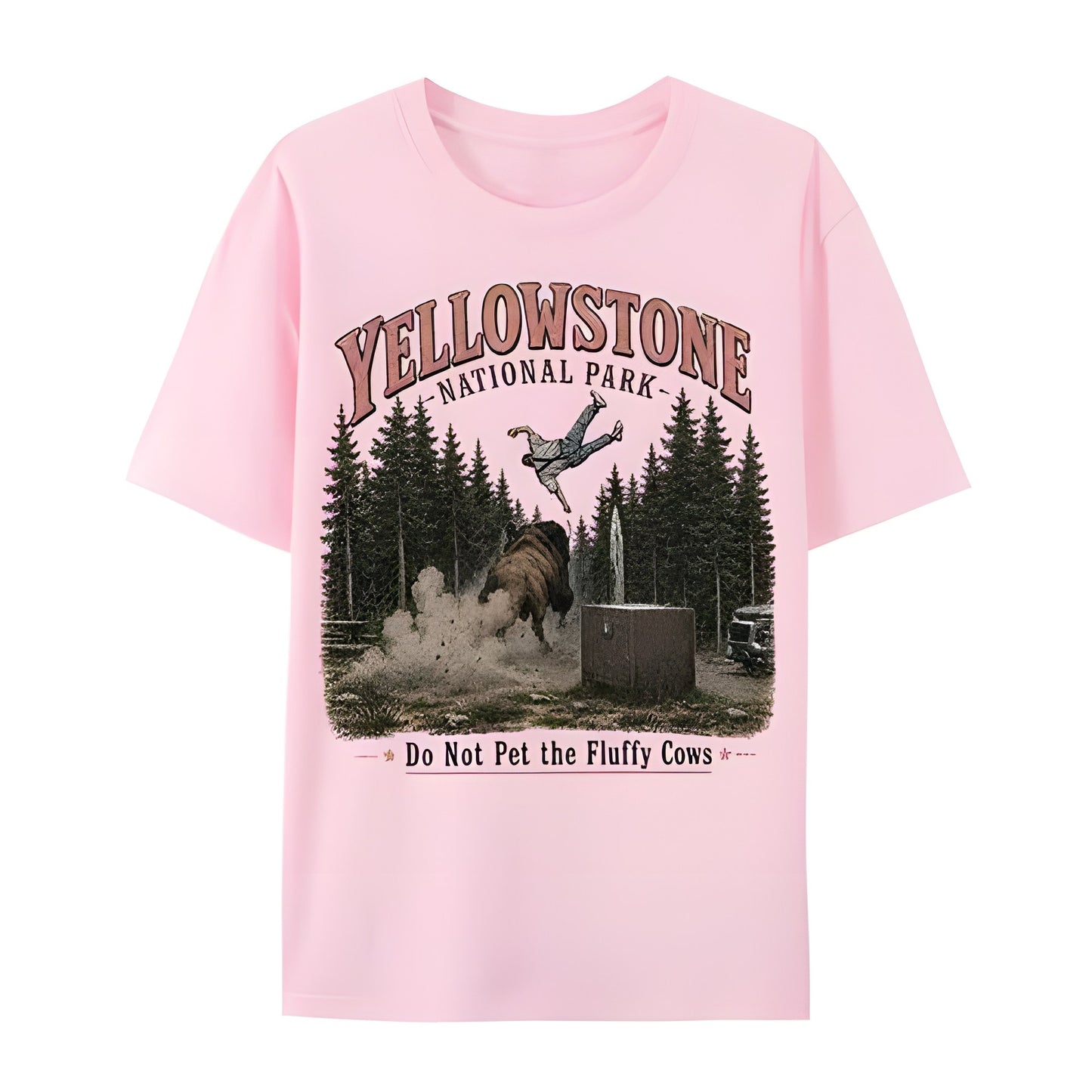 Yellowstone do not pet fluffy cows funny t-shirt pink