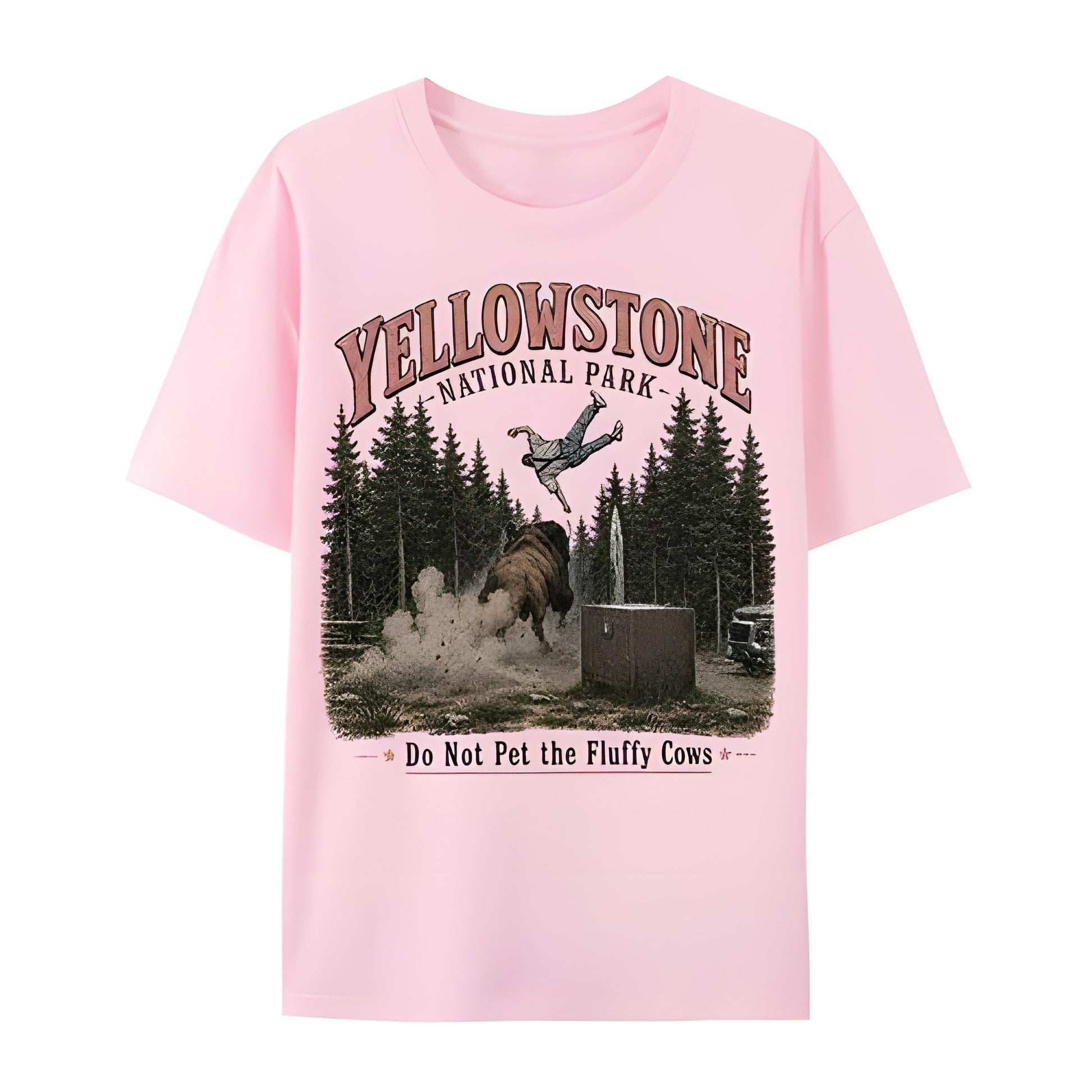 Yellowstone do not pet fluffy cows funny t-shirt pink