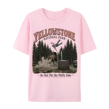 Yellowstone do not pet fluffy cows funny t-shirt pink