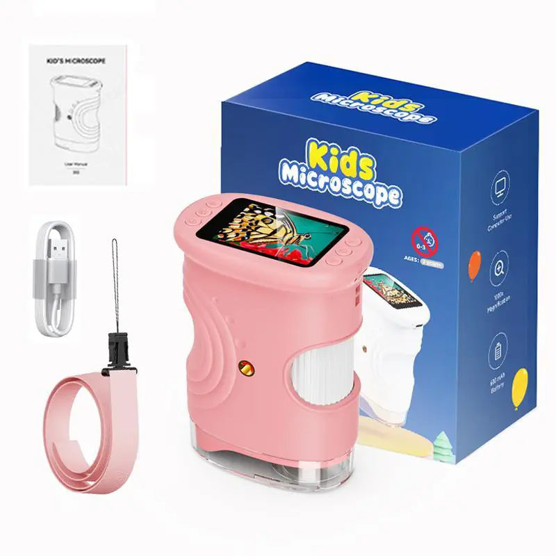 Kids explorer microscope pink gift set