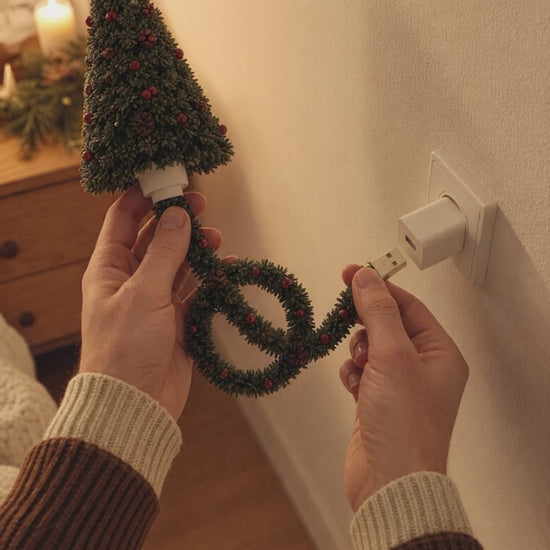 Plugging in the USB Christmas tree projector