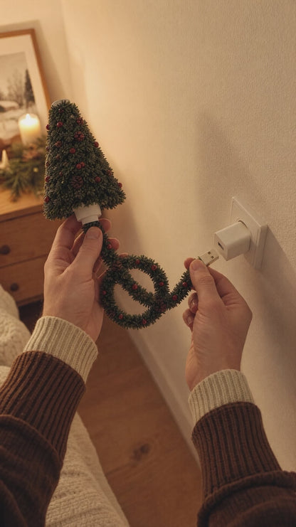 Plugging in the USB Christmas tree projector