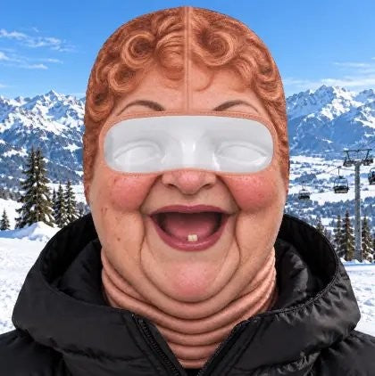 Red Curls funny face ski mask
