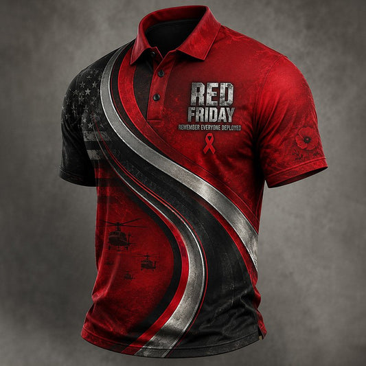 Chopper Wave R.E.D. Friday Polo Shirt - Remember Everyone Deployed