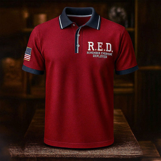 Navy Trim R.E.D. Friday Polo Shirt - Remember Everyone Deployed