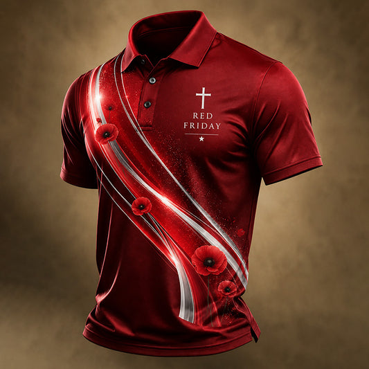 Silver Streak Poppy R.E.D. Friday Polo Shirt - Remember Everyone Deployed