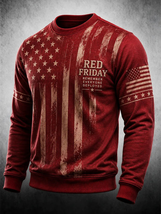 Men's R.E.D. Friday Crewneck Sweatshirt - Distressed Flag