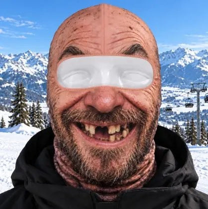 Squinting Grin funny face ski mask