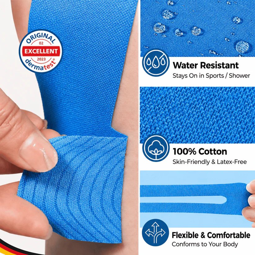 Water resistant 100% cotton kinesiology tape close-up