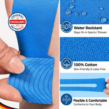 Water resistant 100% cotton kinesiology tape close-up