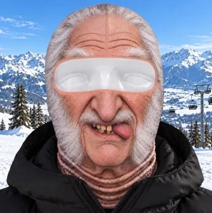 White Hair funny face ski mask