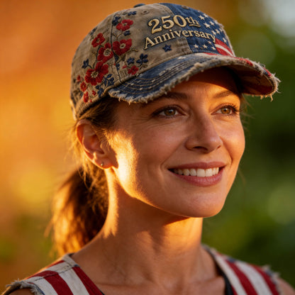 Women's USA 250th Anniversary Patriotic Hat - Premium Embroidered Edition